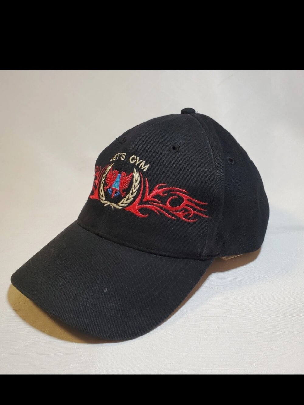 Vintage Y2K Jet's Gym Hat Tribal Flame Embroidery Snapback Cap KC Black